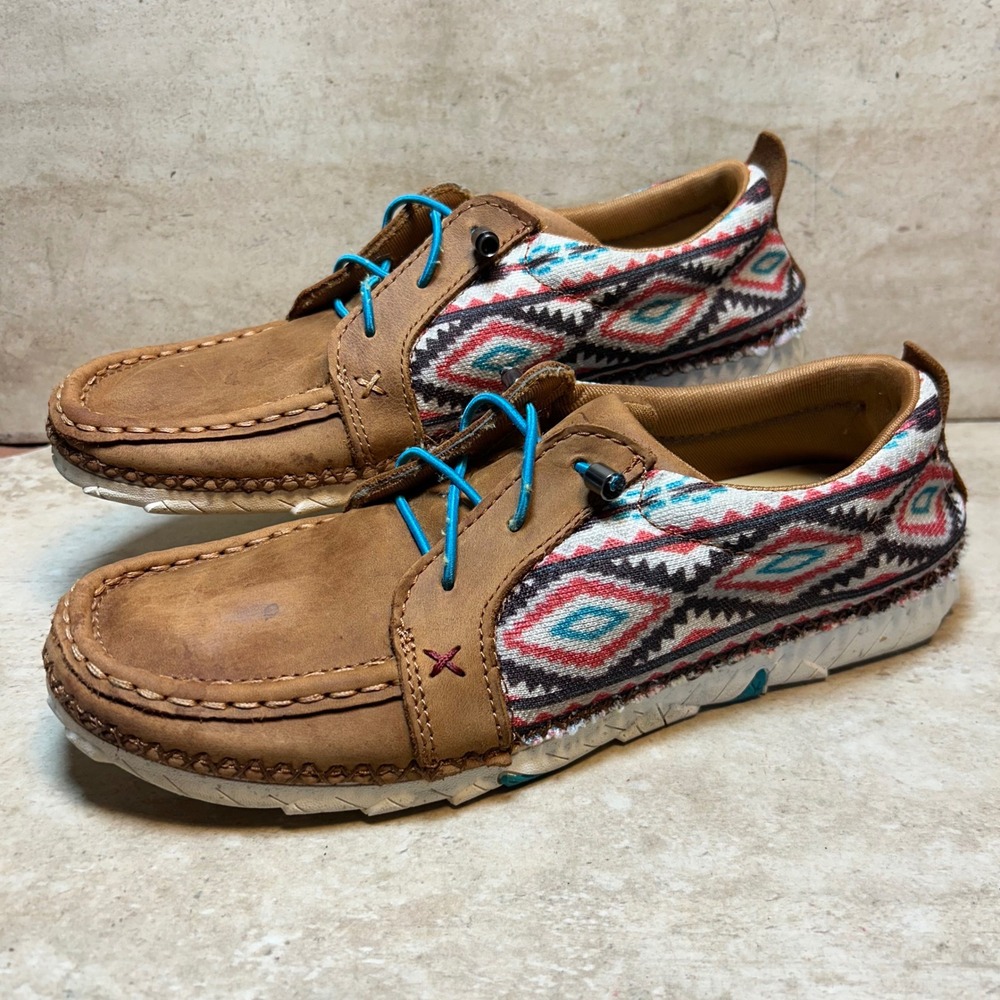 Twisted X Zero-X Women 9M WZX0006‎ Tan Leather Southwestern Loafers Shoes